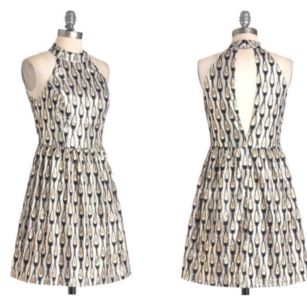 Ark & Co Blackless Peacock Sequin Dress - Size L